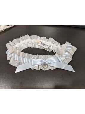 Bradelis Bridal Bow Something Blue Garter Belt- White Lace  Display Model